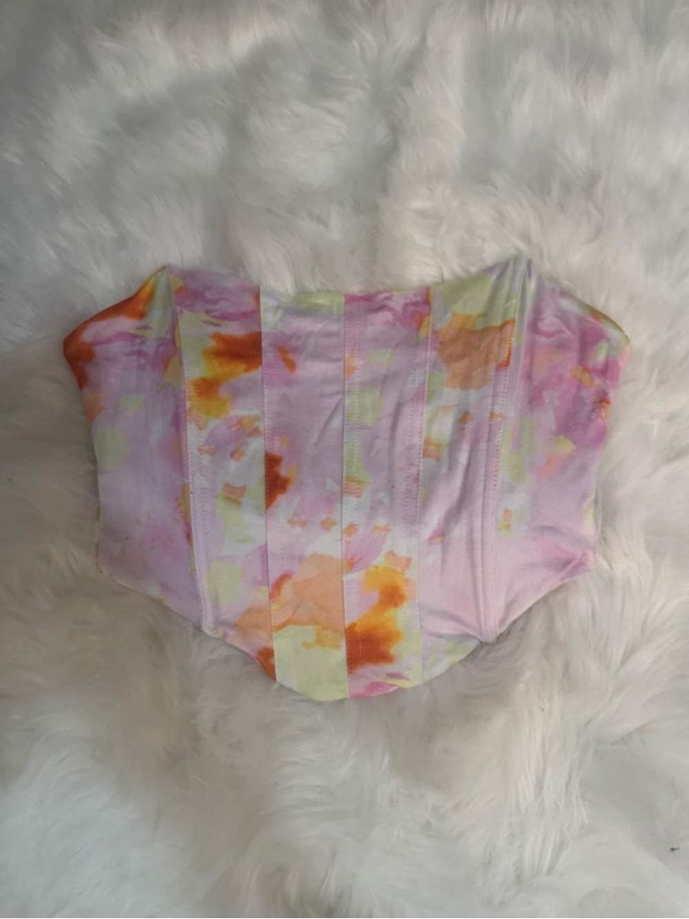 SHEIN Pastel Tie-Dye One-Piece in Pink, Orange & Yellow